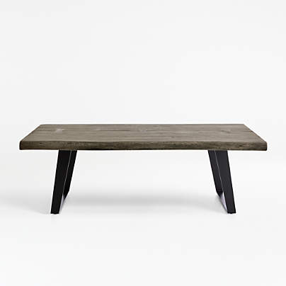 Yukon Weathered Grey Live Edge Solid Wood 54" Rectangular Coffee Table