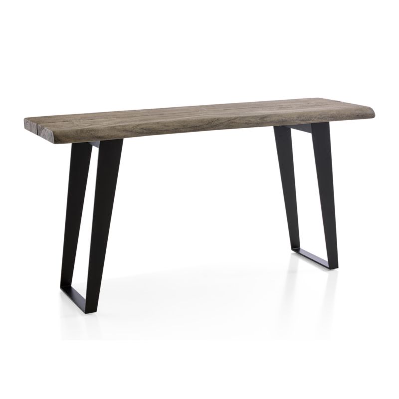 Yukon 57" Rectangular Weathered Grey Live Edge Solid Wood and Metal Console Table - image 8 of 11