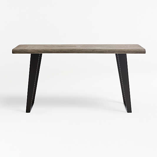 Yukon 57" Rectangular Weathered Grey Live Edge Solid Wood and Metal Console Table