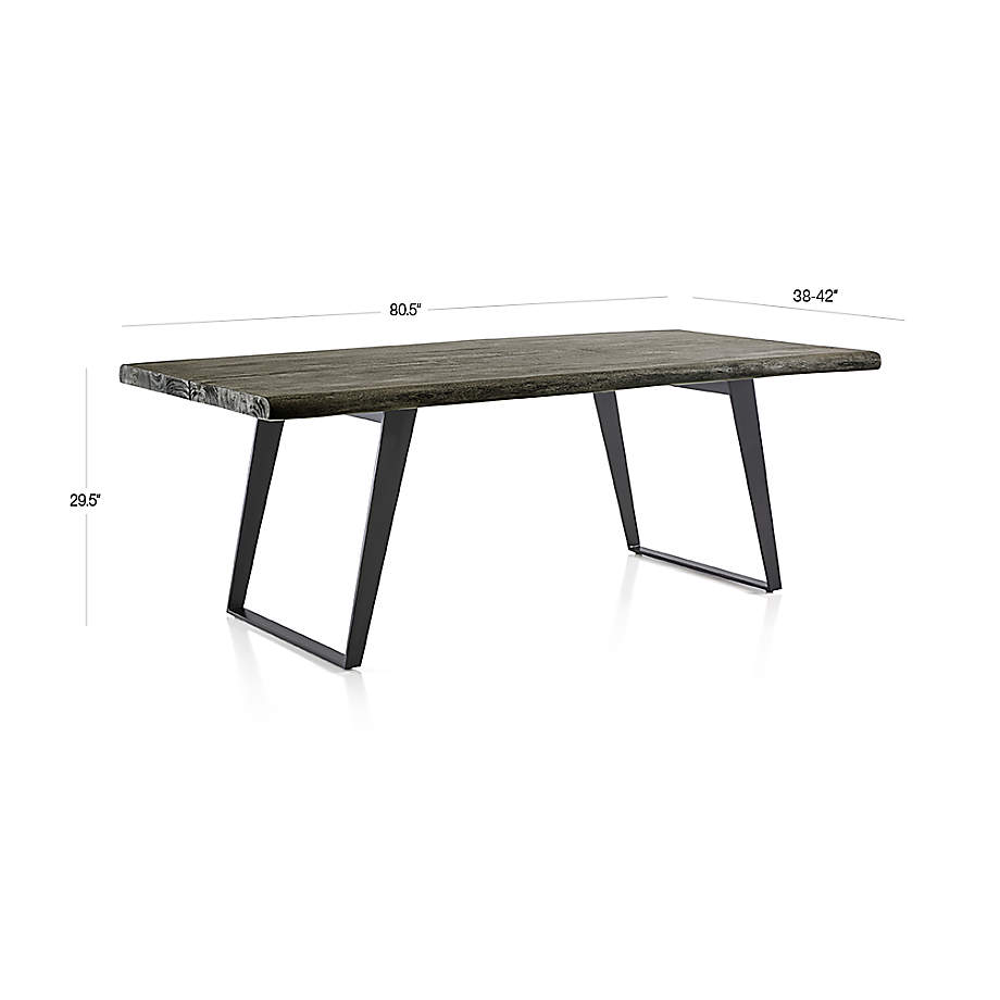 Dimension diagram for Yukon 80" Weathered Grey Live Edge Solid Wood Dining Table