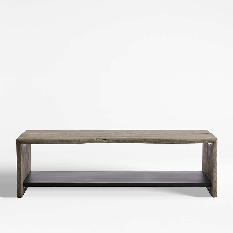 Yukon Grey Storage Entryway Bench with Shelf + Reviews Crate & Barrel