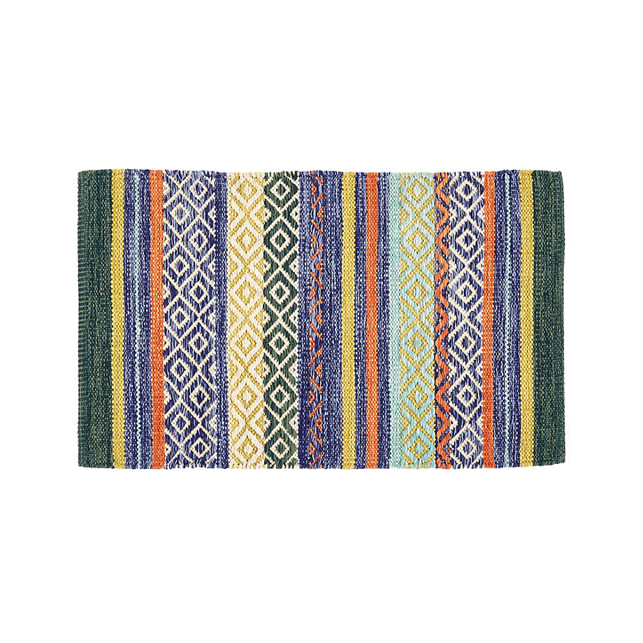 Yumi Blue MultiColor Rag Area Rug 2'x3' + Reviews Crate & Barrel