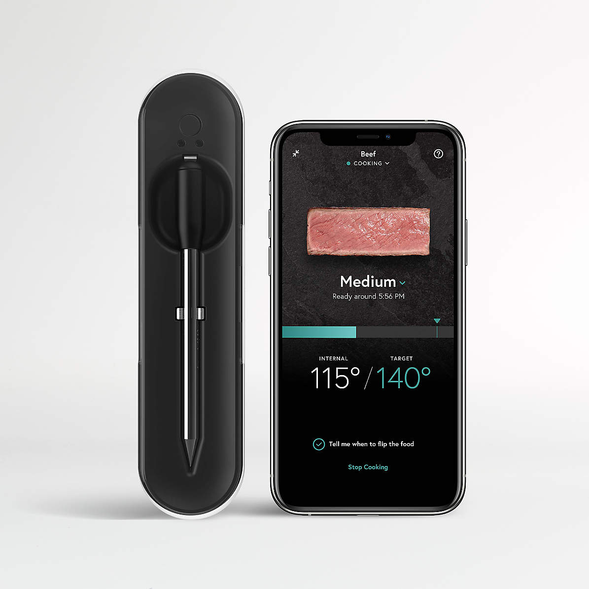 Strømcelle symmetri Figur Yummly Smart Meat Thermometer with Wireless Bluetooth Connectivity +  Reviews | Crate & Barrel