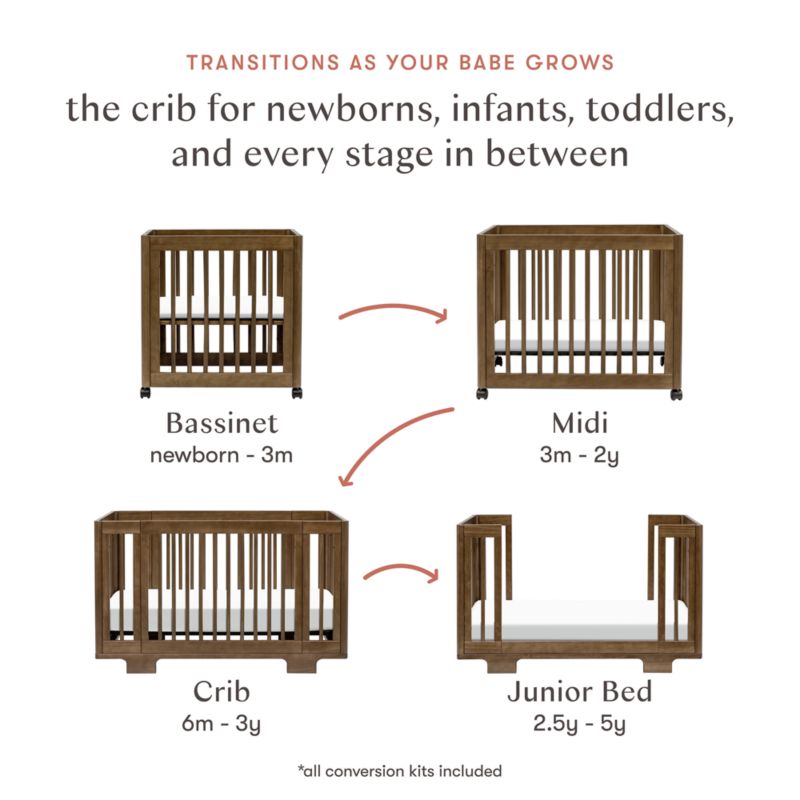 Babyletto Yuzu Walnut Wood 8-in-1 Convertible Baby Crib with All Stages  Conversion Kit + Reviews | Crate & Kids