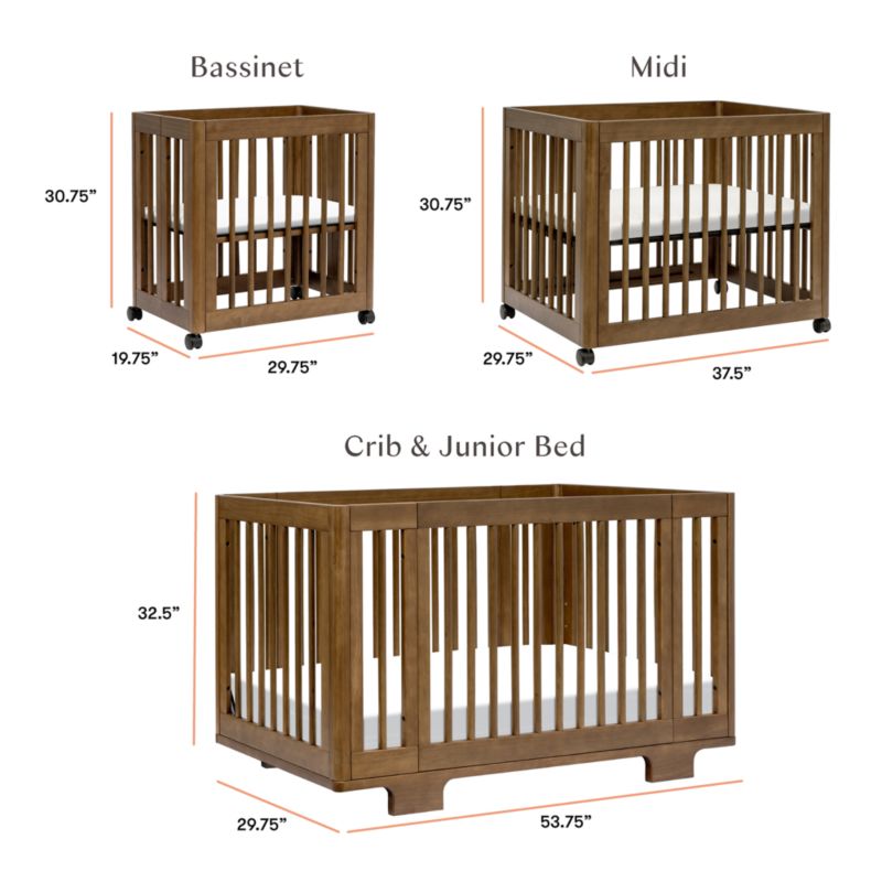 Babyletto Yuzu Walnut Wood 8-in-1 Convertible Baby Crib with All Stages ...