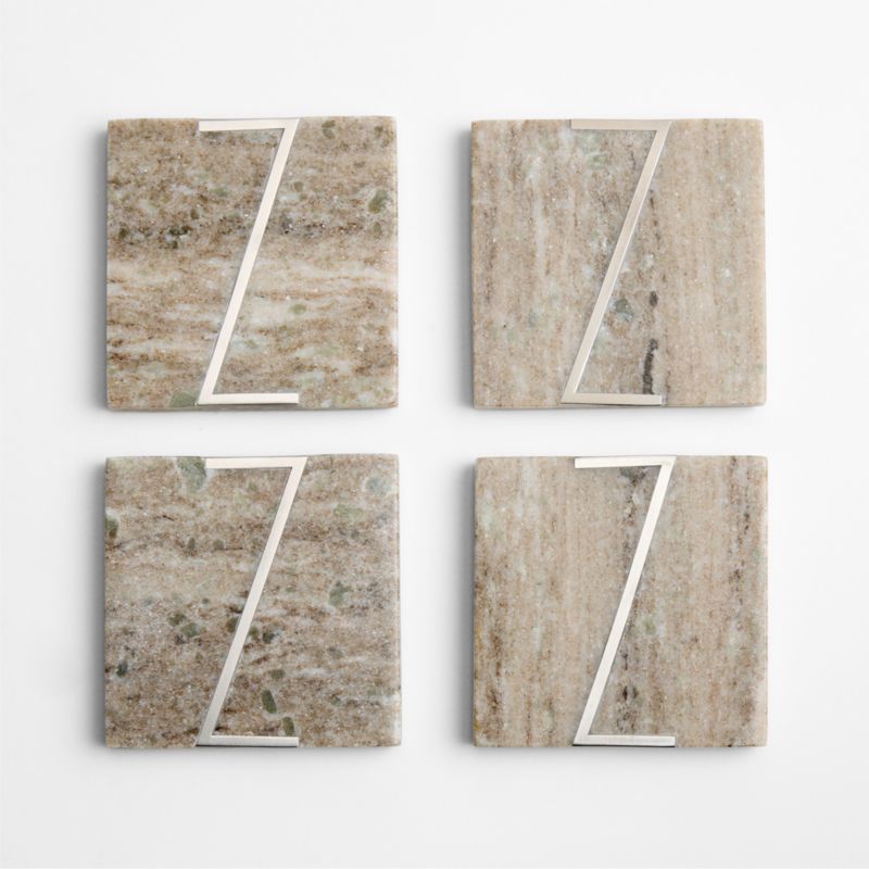 Tuscan Kitchen Marble "Z" Monogram Coasters, Set of 4 - image 3 of 4