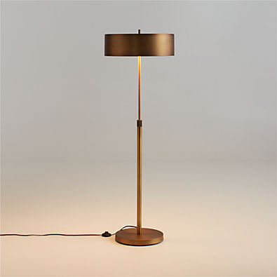 View Zain Brushed Brass Metal Adjustable Floor Lamp 65" details
