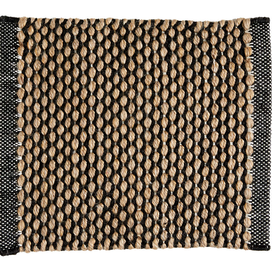 Zaira Black and Beige Indoor/Outdoor Rug 12"x12" Swatch Crate & Barrel