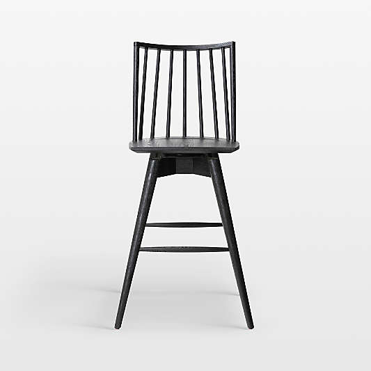 Zane Black Solid Oak Swivel Bar Stool