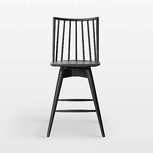 Zane Black Solid Oak Swivel Counter Stool