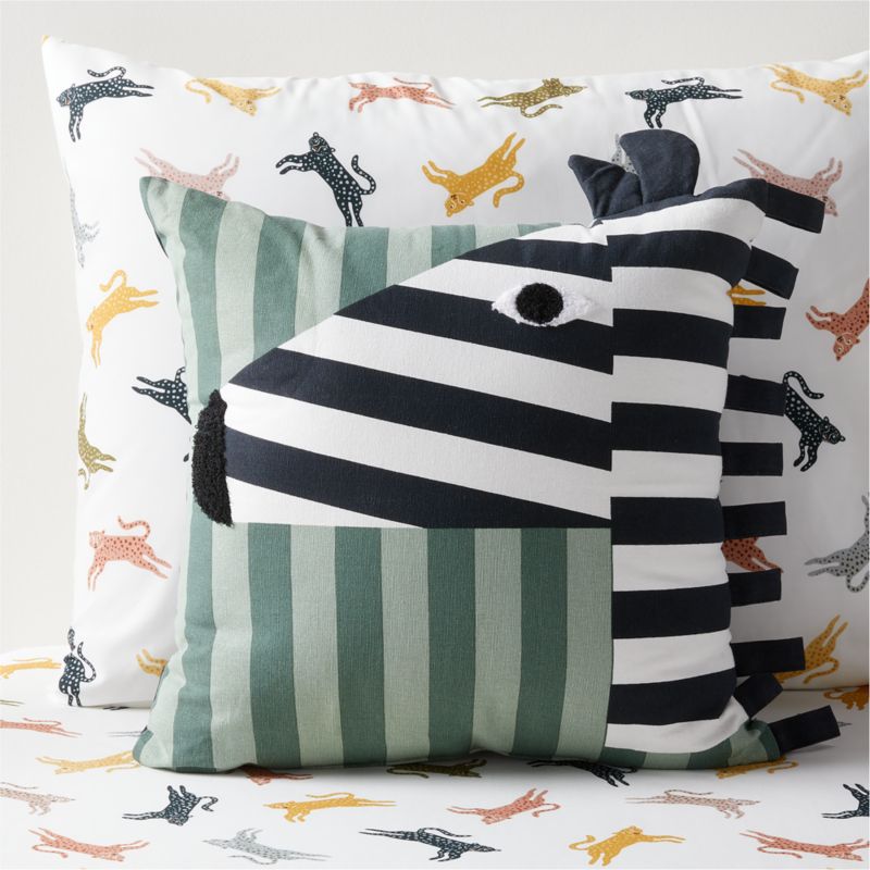 Zebra Face Striped Embroidered Kids Throw Pillow