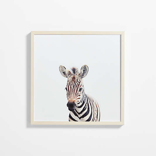 Baby Zebra Maple Wood Framed Wall Art Print