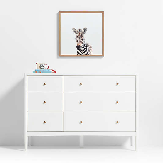 Baby Zebra Walnut Wood Framed Wall Art Print