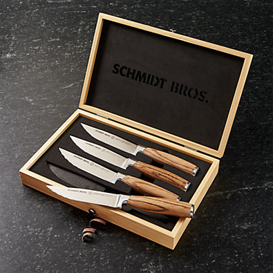 View Schmidt Brothers ® Zebra Wood Steak Knives Set of Four details