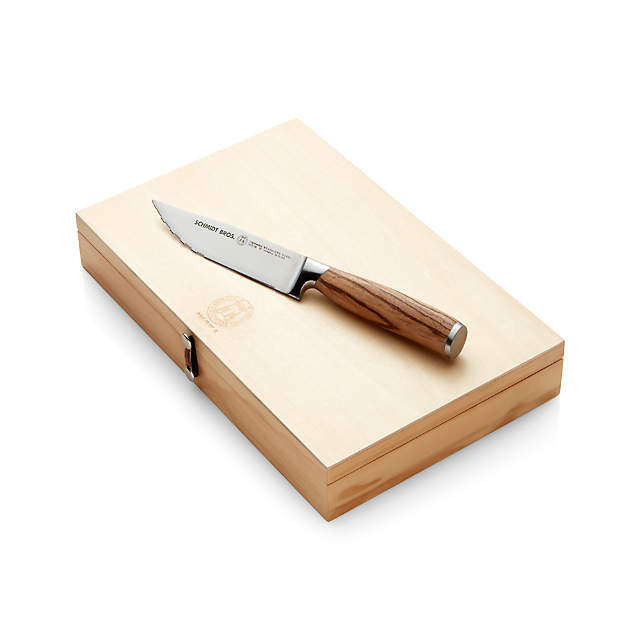 Schmidt Bros Zebra Wood steak knife set : r/Costco