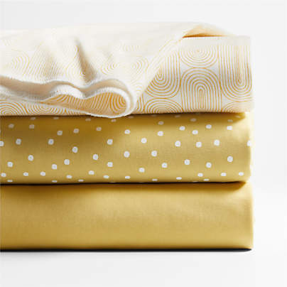Zen Yellow Organic Baby Swaddle Blankets, Set of 3