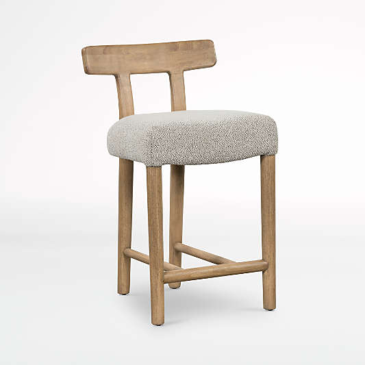 Ziady Brunswick Pebble Upholstered Wood Counter Stool