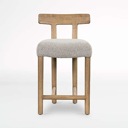 Ziady Brunswick Pebble Upholstered Wood Counter Stool