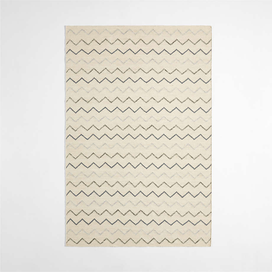 Ziggy Flatweave Wool and Cotton Blue Kids Colorful Area Rug 8x10