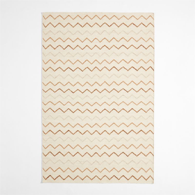 Ziggy Flatweave Wool and Cotton Neutral Kids Area Rug 5x8