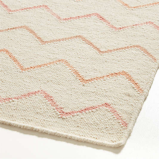 Ziggy Flatweave Wool & Cotton Pink Kids Area Rug