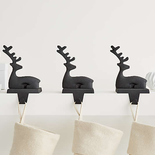 Zinc Sitting Reindeer Christmas Stocking Holder