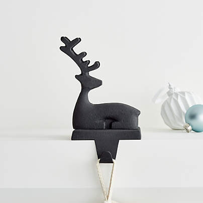 Zinc Sitting Reindeer Christmas Stocking Holder