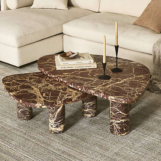 Zion Merlot Marble Nesting Coffee Tables