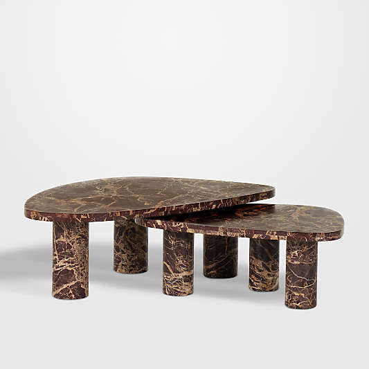 Zion Merlot Marble Nesting Coffee Tables