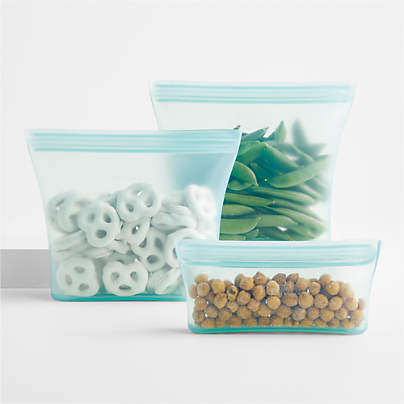 Zip Top Starter Bag Set in Gray - Reusable Silicone Bags & Containers