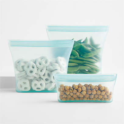 Zip Top Starter Bag Set in Frost - Reusable Silicone Bags & Containers
