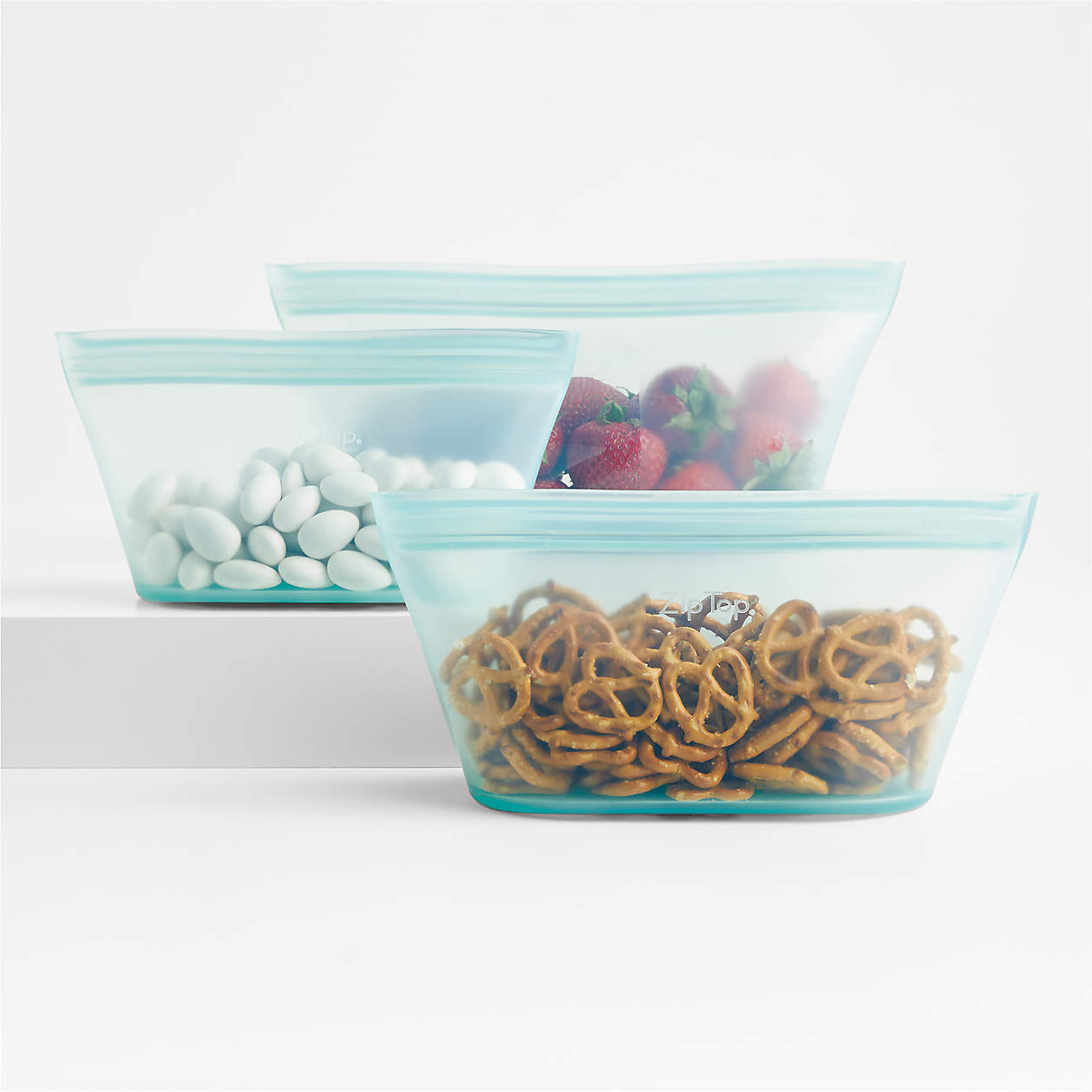 ZipTop Teal Reusable Silicone Bags Set Crate & Barrel
