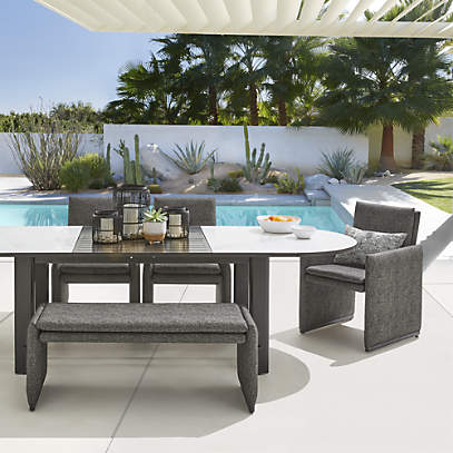 Zuma Expandable Outdoor Patio Dining, Outdoor Farm Table And Bench