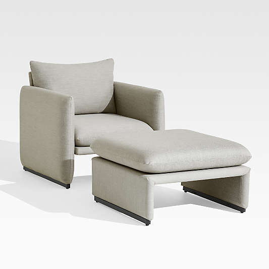 Zuma Outdoor Upholstered Lounge Chair with Ottoman