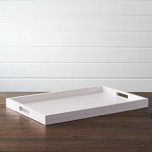 Zuma White Rectangular Tray