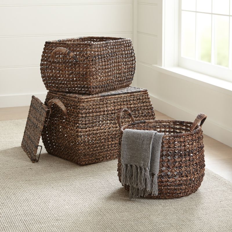 Zuzu Large Rectangular Handwoven Basket with Lid - image 3 of 10