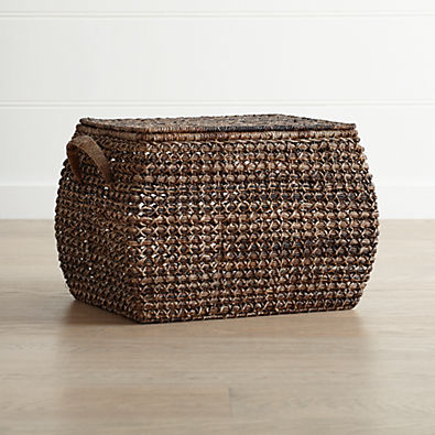 View Zuzu Large Rectangular Handwoven Basket with Lid details