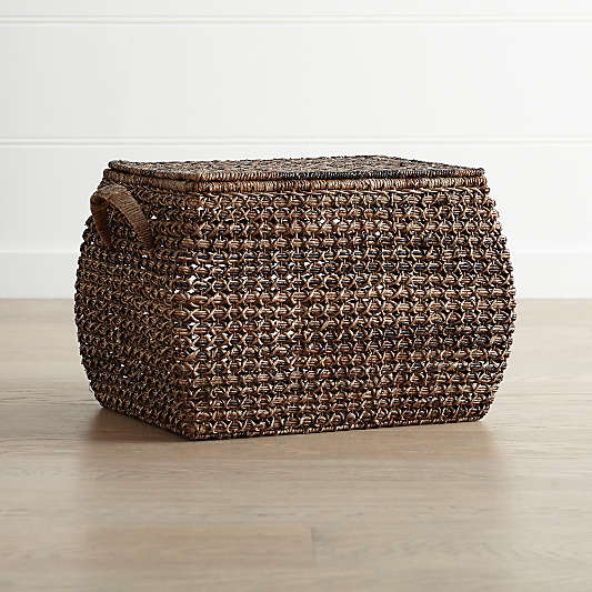 Zuzu Large Rectangular Handwoven Basket with Lid