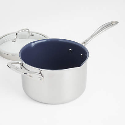 Crate & Barrel EvenCook Core 3.5 Qt. Stainless Steel Saucepan with Glass Straining  Lid + Reviews