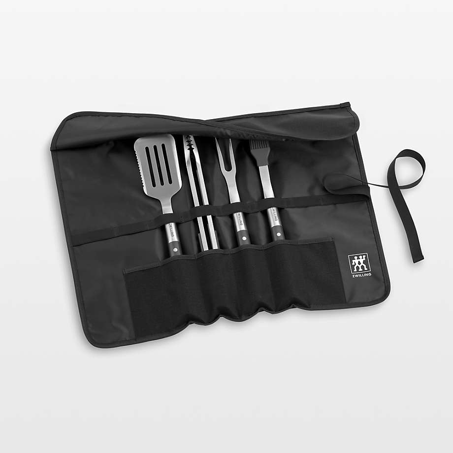 Black-Handled 4-Piece Barbecue Tool Set | Crate & Barrel