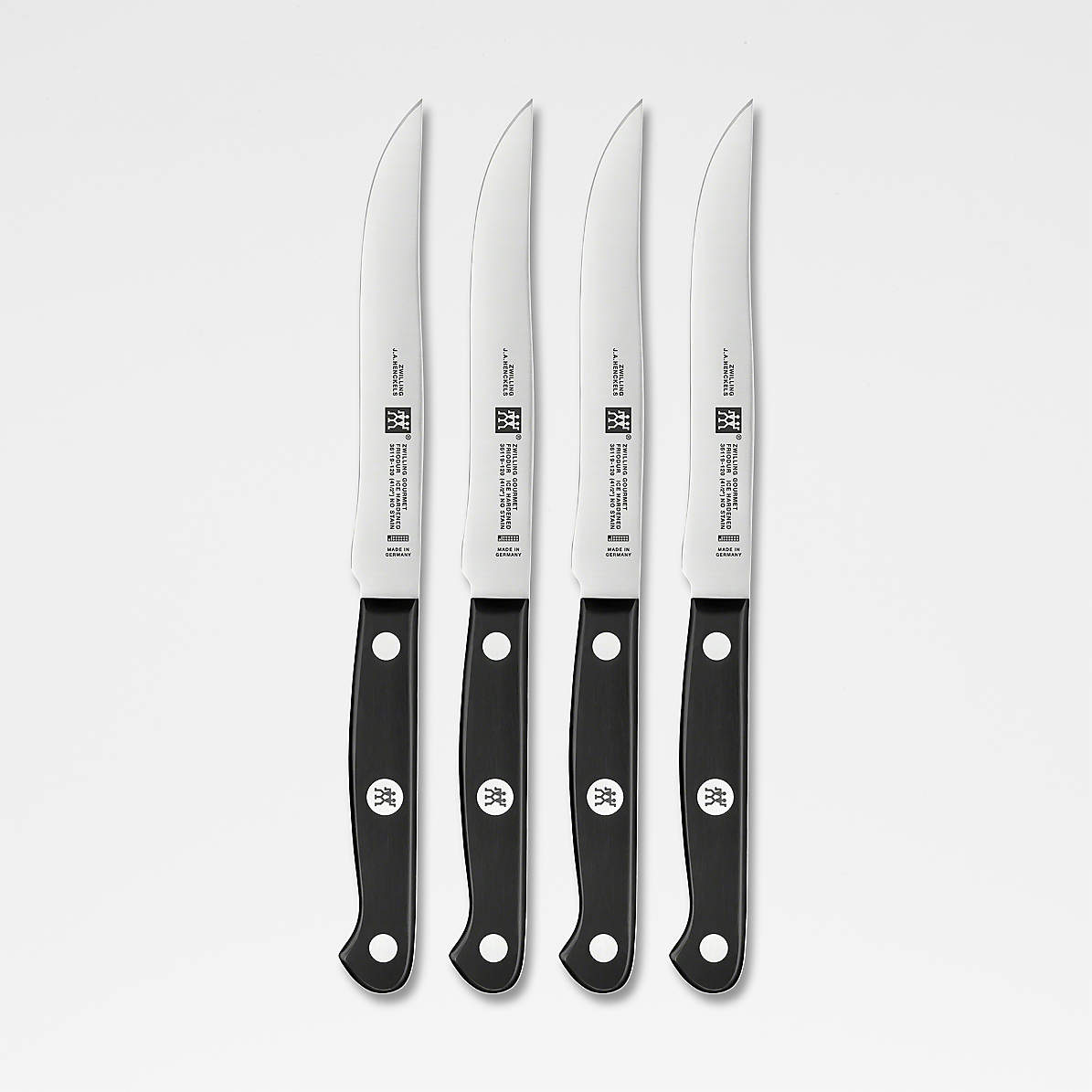 ZWILLING Steak Knives in Leather Pouch, Stainless Steel & Wood
