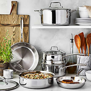 Crate&Barrel Calphalon ® Signature 10-Piece Stainless Steel Cookware Set  with Double Bonus