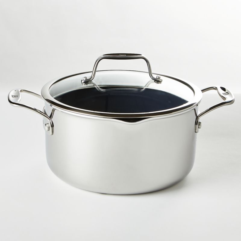 Ceramic Coated Aluminum 6qt Lidded Stock Pot with Steamer Insert