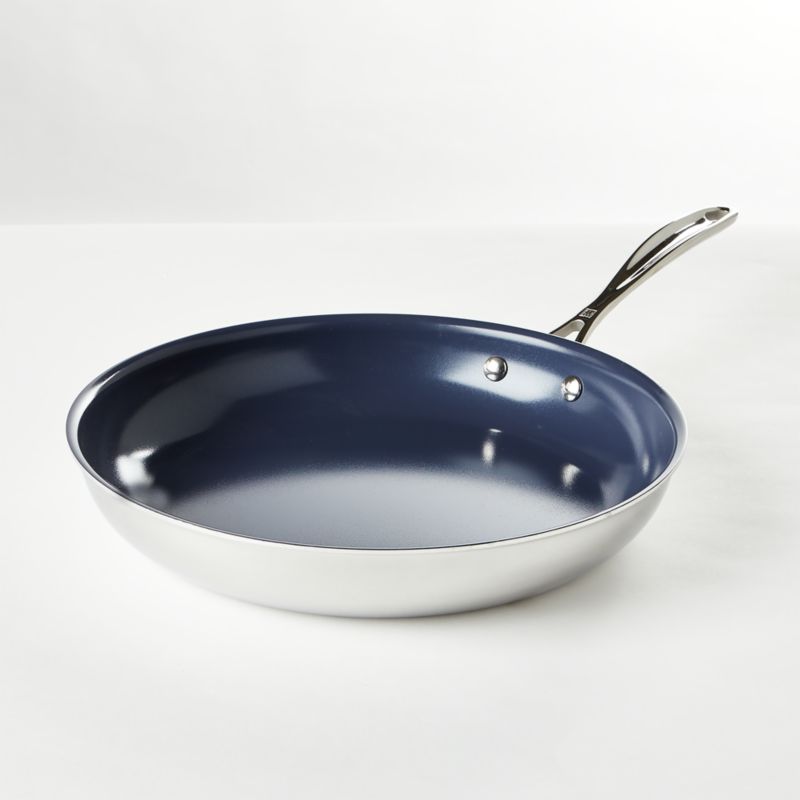 FlavCity 12 in Tri-Ply Clad Fry Pan w/ Ceramic Interior