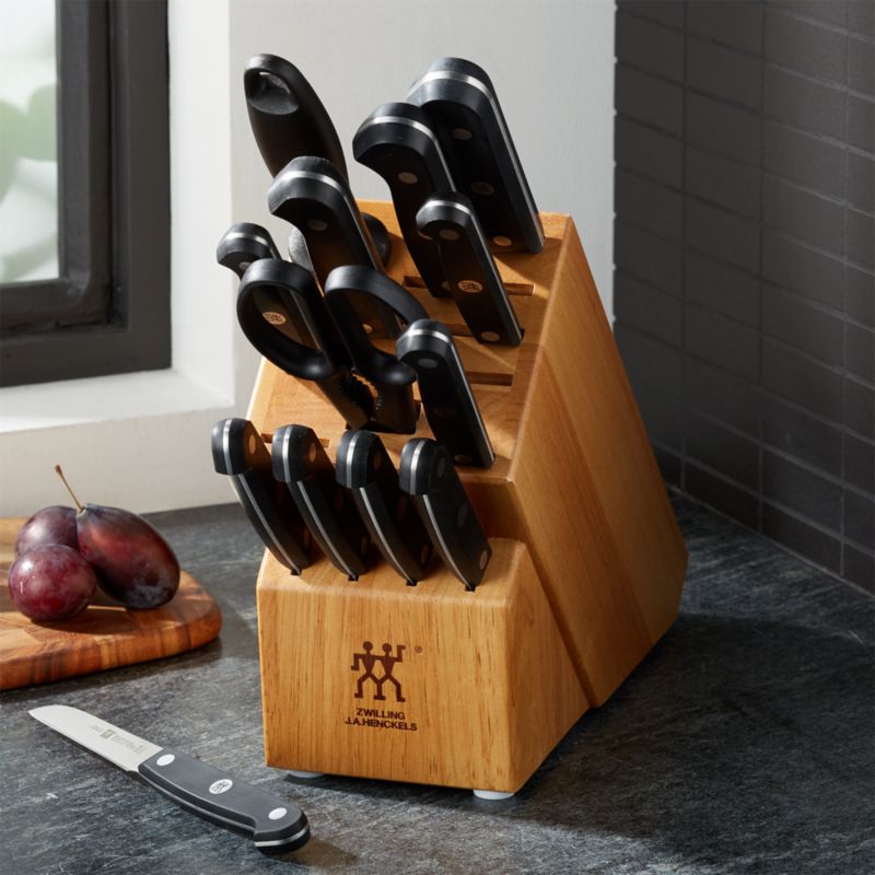 HENCKELS ZWILLING JA Henckels Zwilling gourmet 14-pc knife block set, 3.15  Pound, Black/Stainless Steel