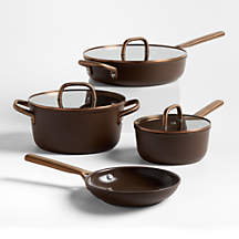 ZWILLING Milano Brown Ceramic Non-Stick 7-Piece Cookware Set + Reviews | Crate & Barrel