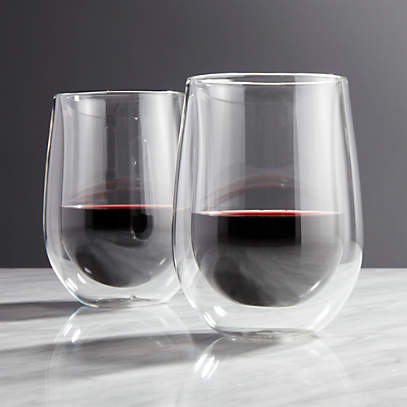Holiday spirits double wall stemless wine glass