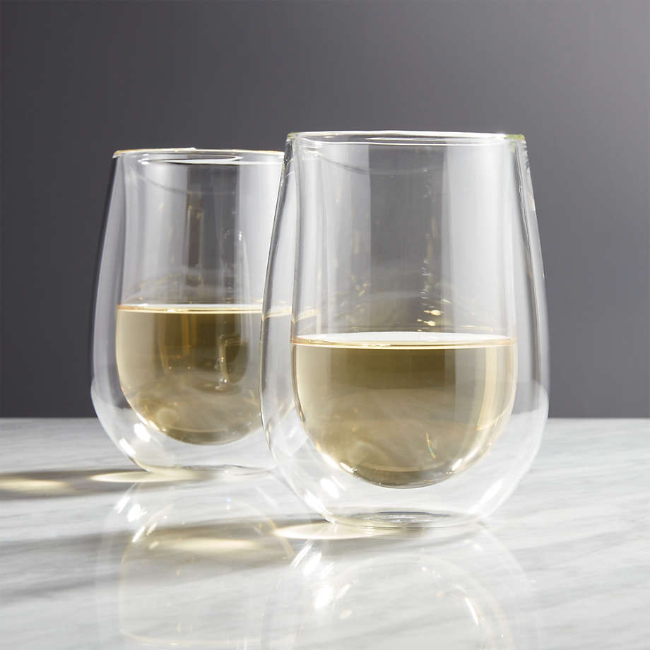 Zwilling Sorrento Double-Wall White Wine Glasses, Set of 2| Crate & Barrel
