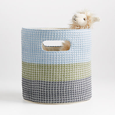 View Zyra Blue/Green Striped Storage Bin details
