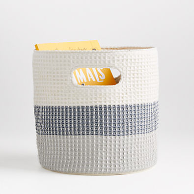 View Zyra White/Black Striped Storage Bin details